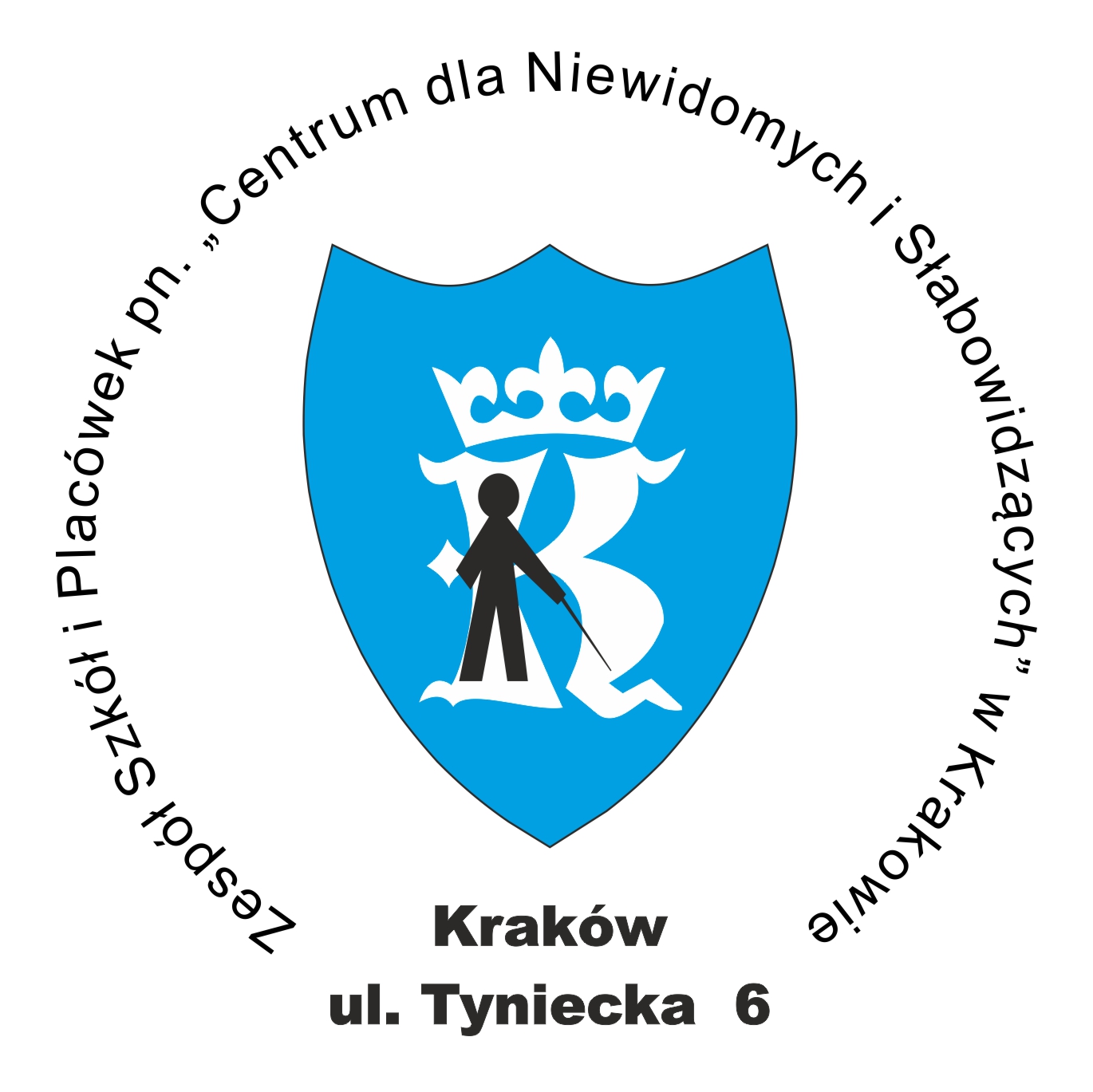 Logo Zespołu w jednym znaku graficznym symbolicznie łączy osoby z niepełnosprawnością wzroku ze szkołą i Krakowem. Elementem centralnym jest niebieska tarcza szkolna, na białym tle kojarzona z barwami Miasta. Wewnątrz tarczy znajduje się litera K zwieńczona koroną, nawiązująca do monogramu Kazimierza Wielkiego na drzwiach Katedry Wawelskiej. Na tle białej litery czarny piktogram osoby niewidomej. Wokół tarczy nazwa placówki, a u podstawy adres, gdyż w powszechnej świadomości Tyniecka funkcjonuje często jako synonim Zespołu.